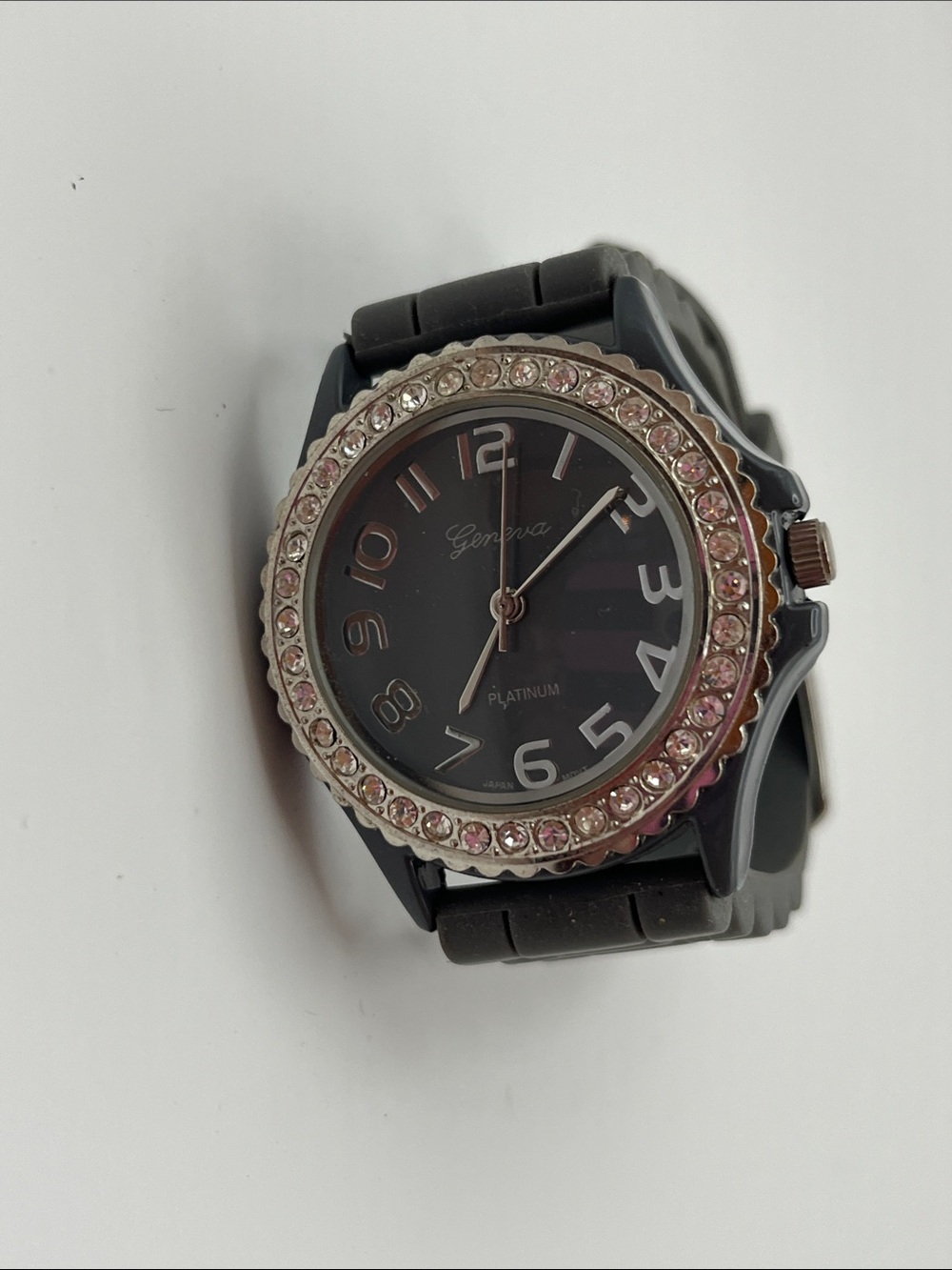 Geneva Gray Watch with Clear Crystal Bezel